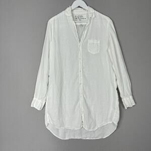 Frank & Eileen Womens Mary Shirt Dress M White 100% Linen Beachy Preppy Classic